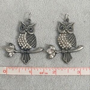 2 Vintage metal owl large charm pendants